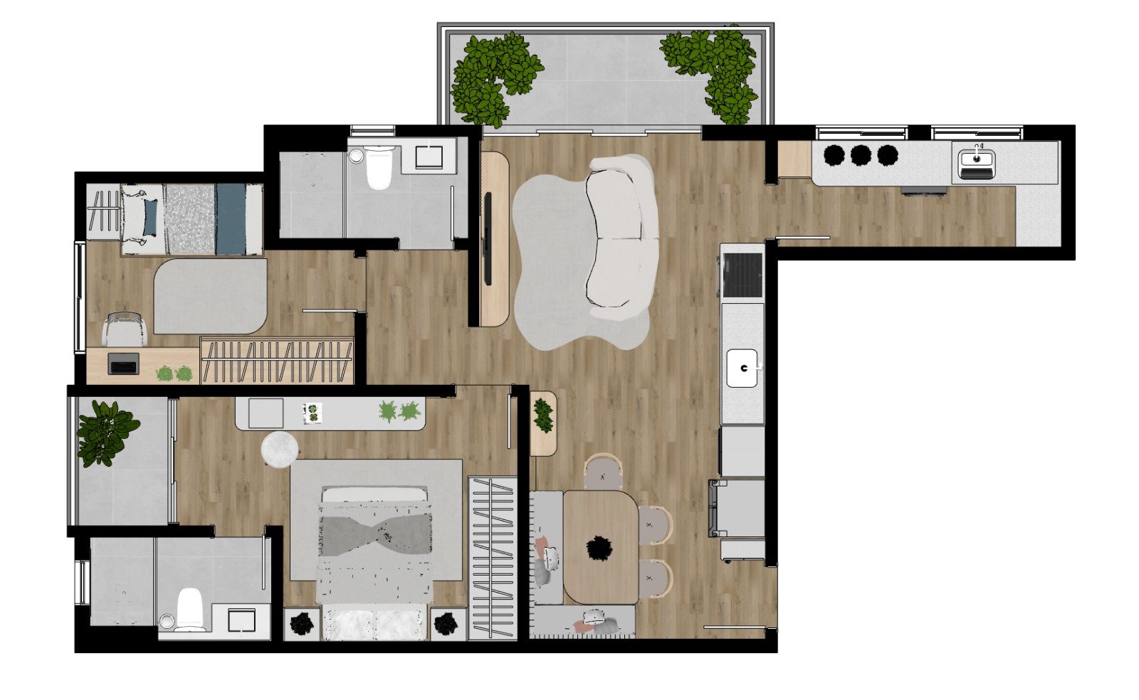 Planta Final 10 - 71,04m² - 2 Dorms. - 1 Suíte